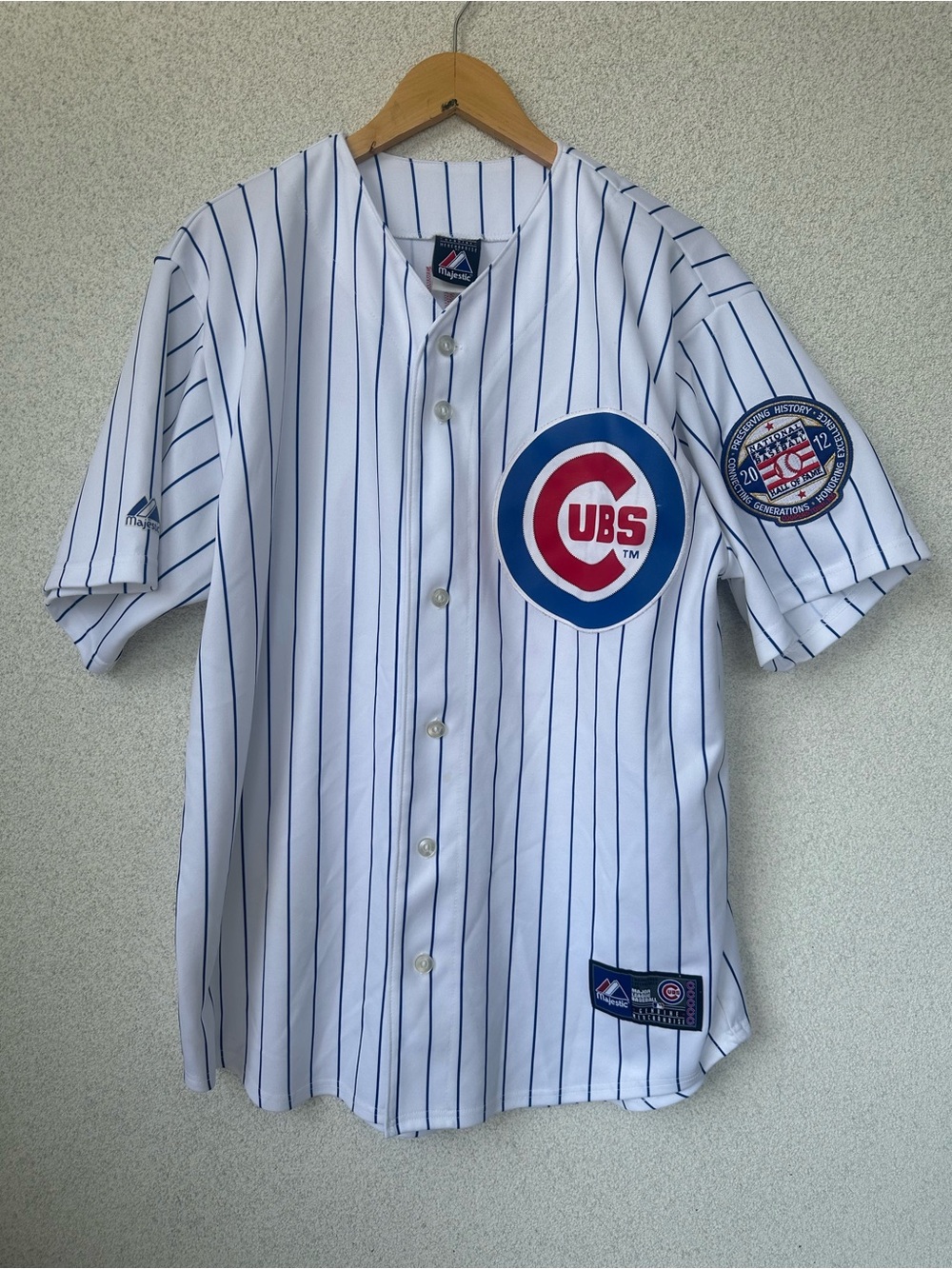 Majestic Chicago Cubs Ron Santo #10 Pinstripe Jersey Hall of Fame 2012 Men’s XL